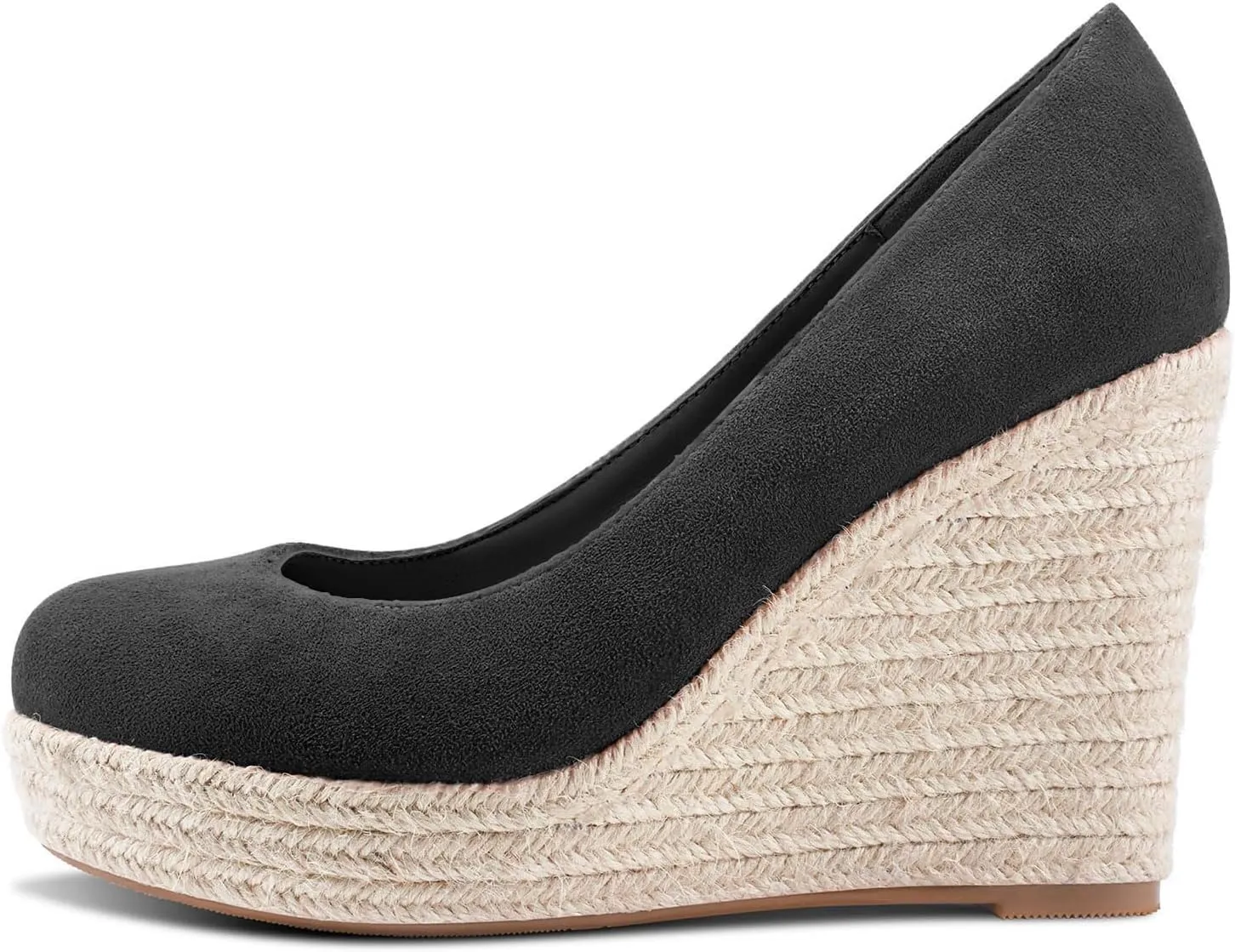 TNYNFBEB Womens Wedge Heel Close Round Toe Pumps Slip-on Prom Party Cute Basic Classic Summer 3.9 Inches Heels