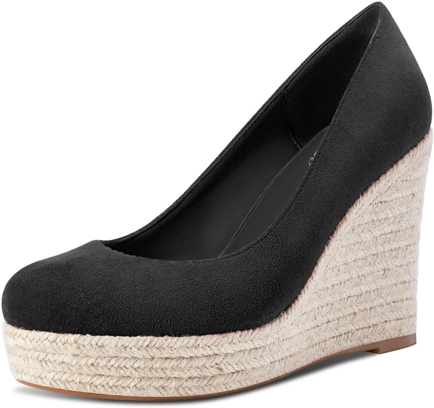 TNYNFBEB Womens Wedge Heel Close Round Toe Pumps Slip-on Prom Party Cute Basic Classic Summer 3.9 Inches Heels
