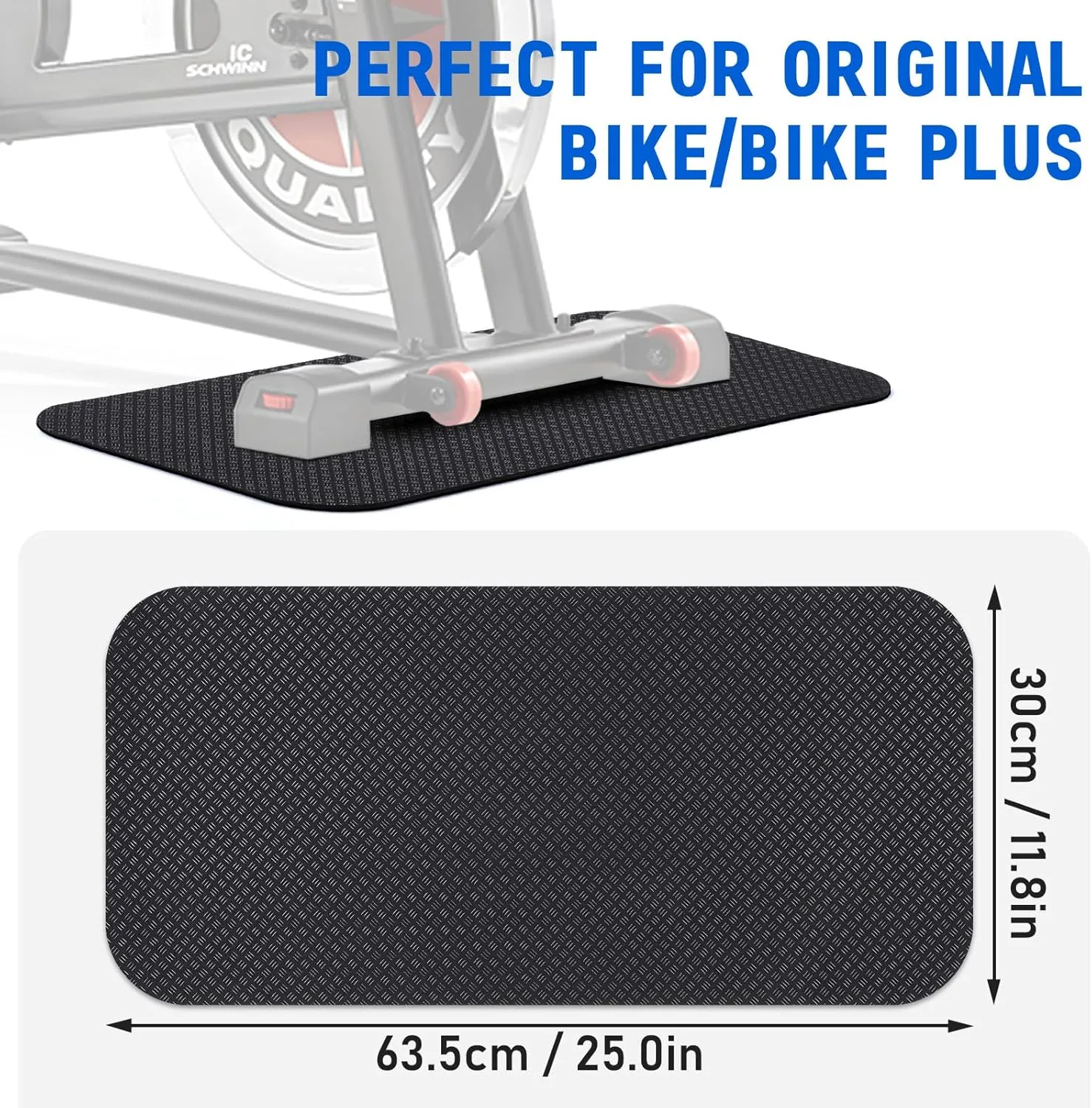 TOBWOLF 2PCS Non-Slip Mat Compatible with Peloton Bike, Concept 2 Rowing Machine, Exercise Bike Mat, Mat Protect Hardwood Floor Carpet for Home Gym, Workout Mat for Bike Trainer, Stationary Spin Bike