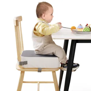 Toddler Booster Seat for Kitchen Chair, Non-Slip Kids Dining Table Booster Seat with Adjustable Safer Straps, Portable Baby Eating Travel Camping Increasing Cushion