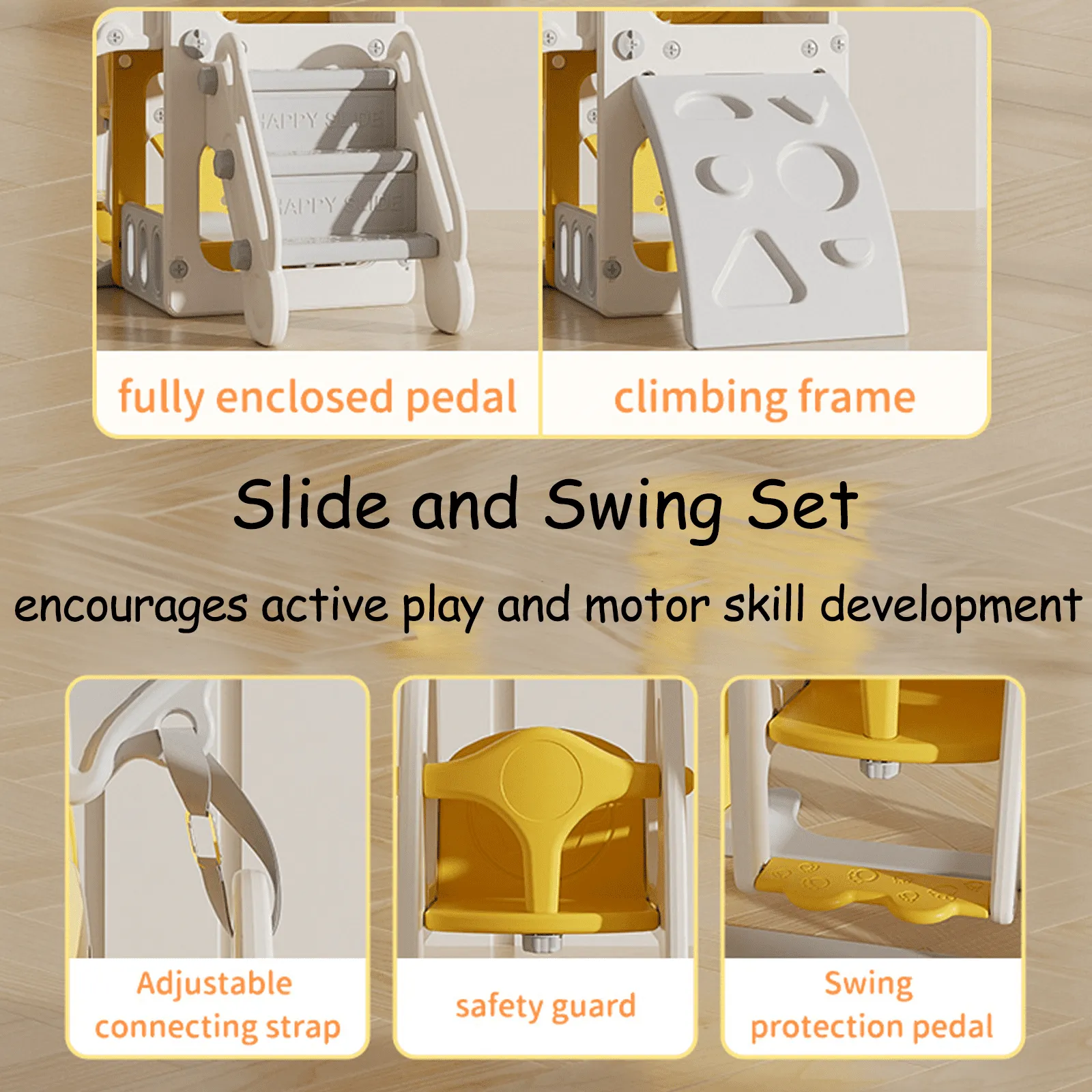 Toddler Slide Playground Tower Set with Swing, Kids Slide for Toddler with Climber, Swing, Basketball Hoop, Climber Hole, Aisle and Storage Space, Indoors Outdoor Playground Slide for Toddler Age 1 
