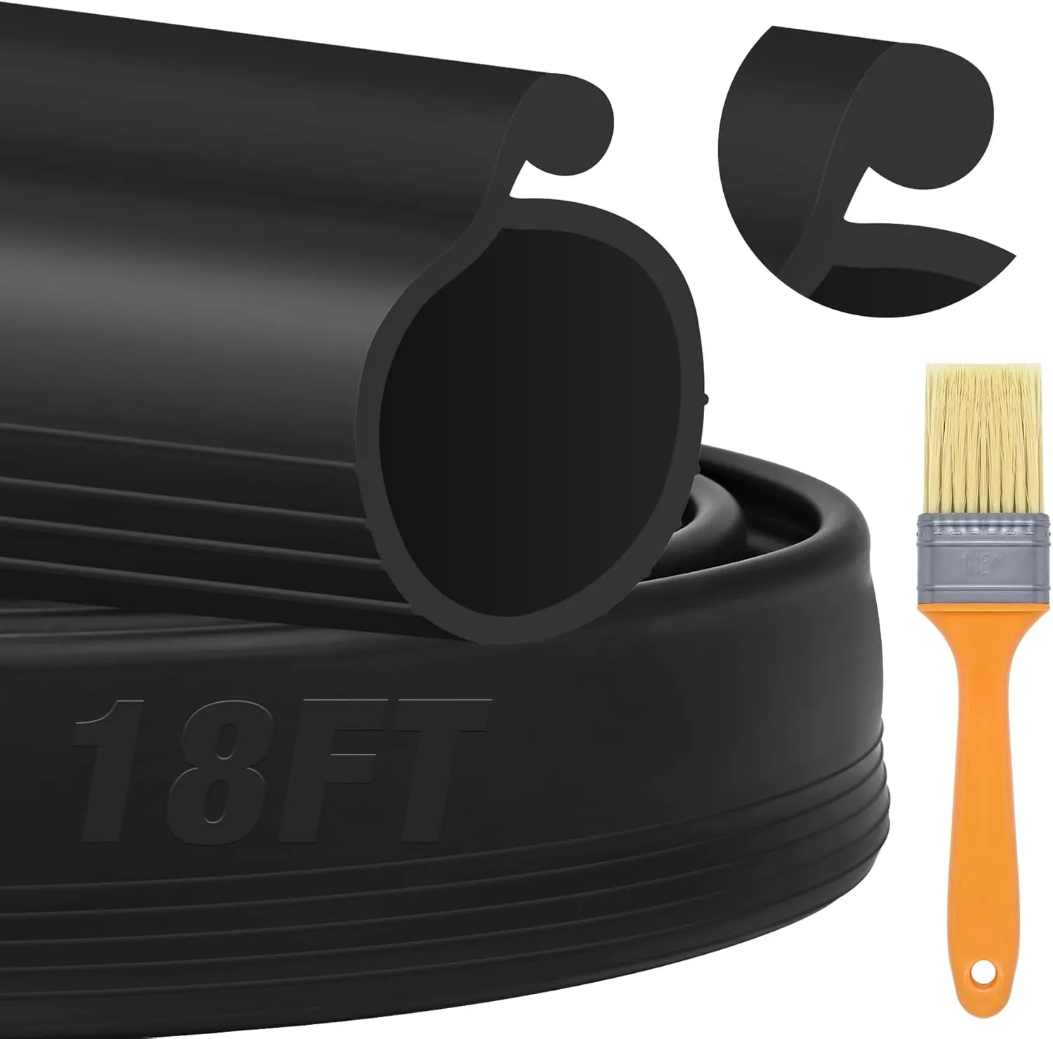 ToLanbbt 18FT Garage Door Seals Bottom Rubber 0.35" Big P Bulb Bottom Weather Strip, Overhead Garage Door Seal Replacement Weather Stripping (18 FT, Black)