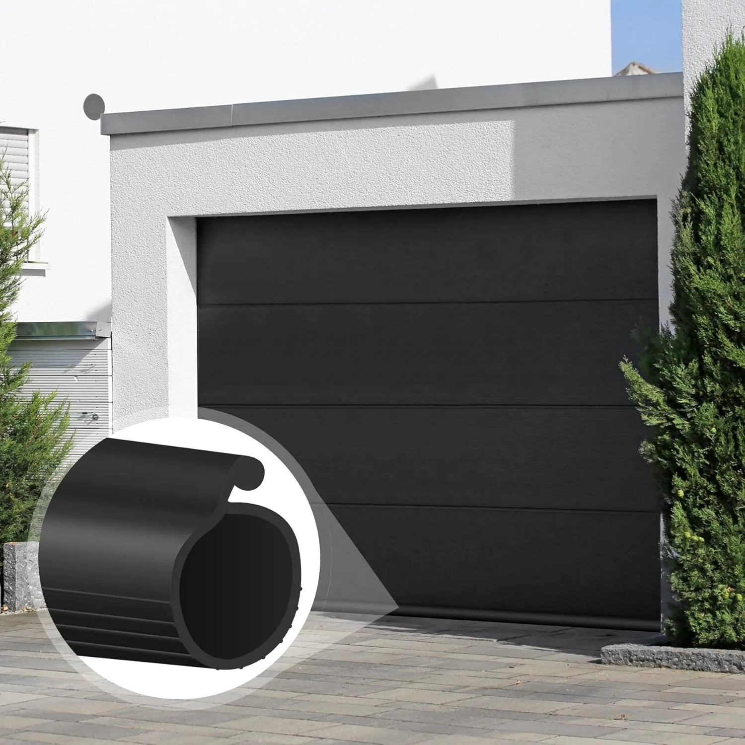 ToLanbbt 18FT Garage Door Seals Bottom Rubber 0.35" Big P Bulb Bottom Weather Strip, Overhead Garage Door Seal Replacement Weather Stripping (18 FT, Black)