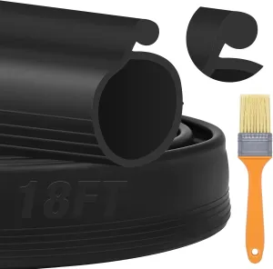 ToLanbbt 18FT Garage Door Seals Bottom Rubber 0.35" Big P Bulb Bottom Weather Strip, Overhead Garage Door Seal Replacement Weather Stripping (18 FT, Black)