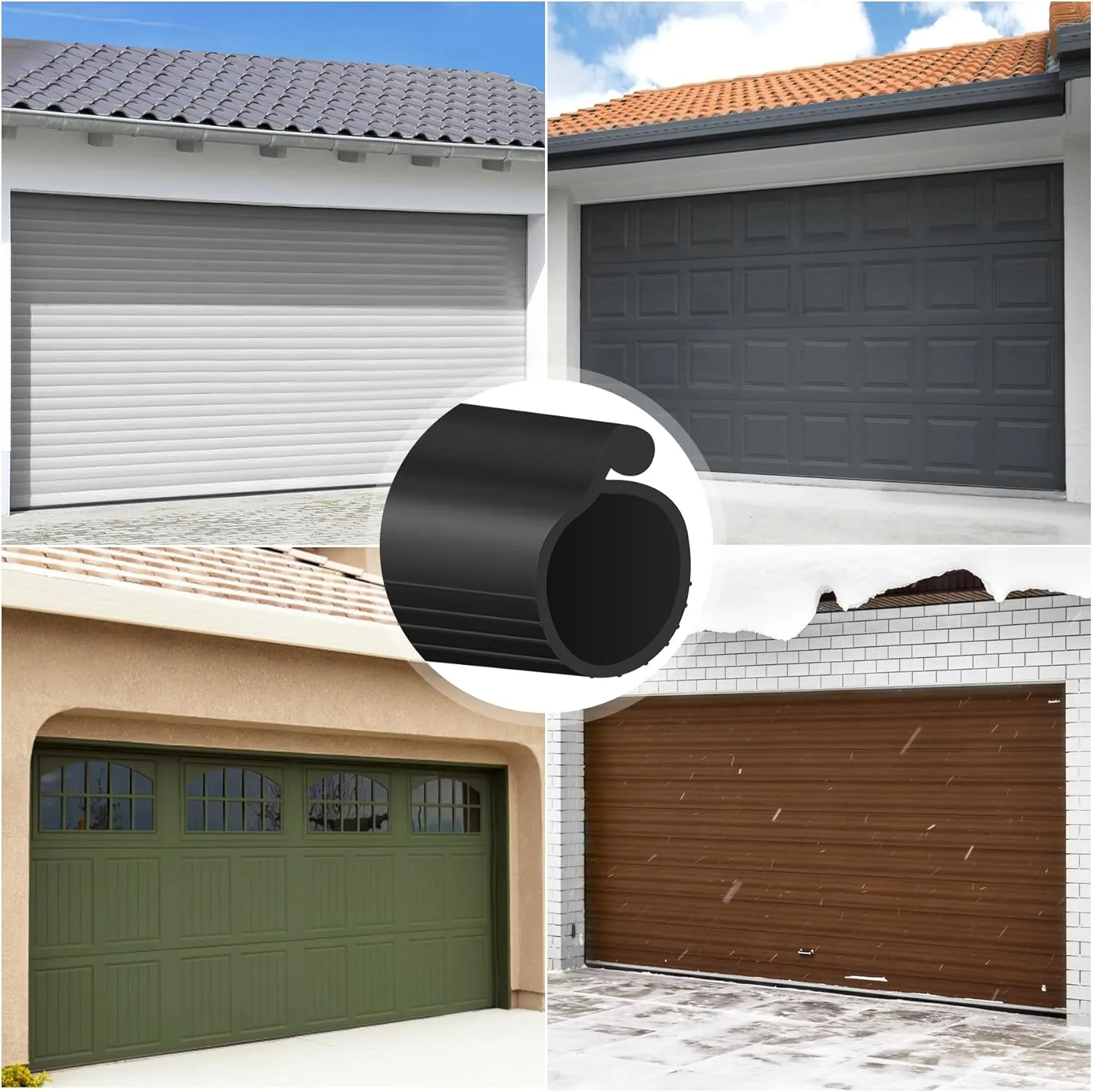 ToLanbbt 18FT Garage Door Seals Bottom Rubber 0.35" Big P Bulb Bottom Weather Strip, Overhead Garage Door Seal Replacement Weather Stripping (18 FT, Black)