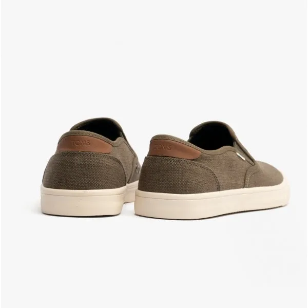 TOMS BAJA Mens Slip On Canvas Shoes Green