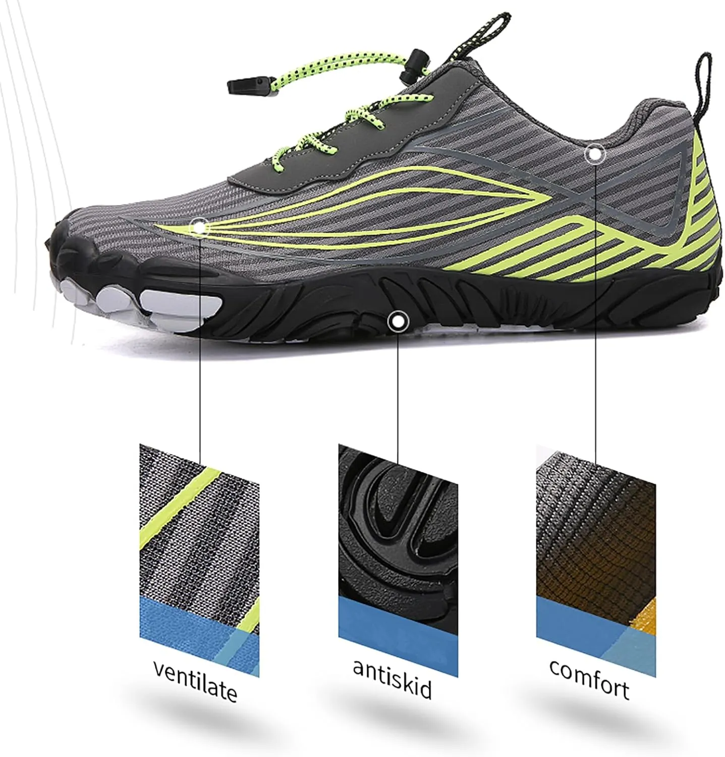 Tongzone Mens Womens Barefoot Trail Running Shoes Wide Toe Box Zero Drop Cross-Trainer Walking