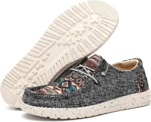 Tongzone Women's Wide Slip On Loafer Walking Shoes Canvas Lightweight Arch Support Sneakers