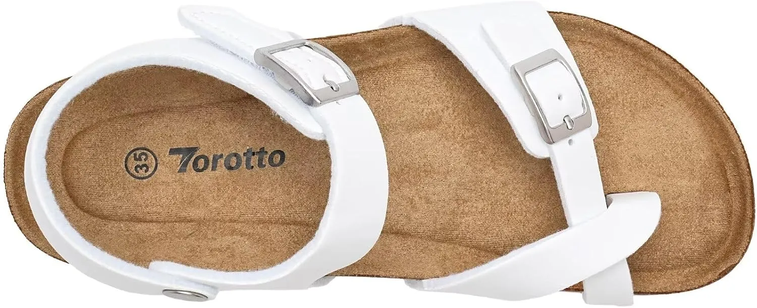 Torotto Girls Boys Sandals with Cork Footbed Adjustable Buckle Summer Slides Flip Flops Open Toes Flat for Kids Toddler
