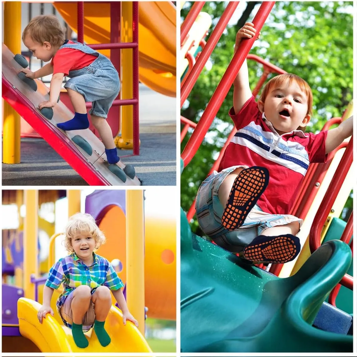 Tphon Non Slip Kids Trampoline Socks with Grippers for Toddler Children - Anti Skid Grip Socks for Boys & Girls