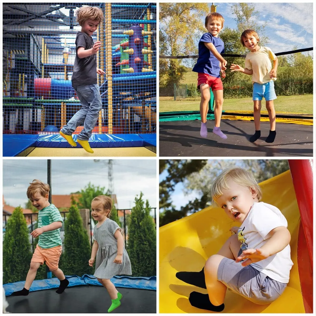Tphon Non Slip Kids Trampoline Socks with Grippers for Toddler Children - Anti Skid Grip Socks for Boys & Girls