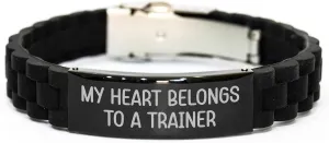 Trainer Lovers Funny Gifts from Friends, Unique Glide lock Clasp Bracelet for Mom on Mother's Day - My Heart Belongs To A Trainer