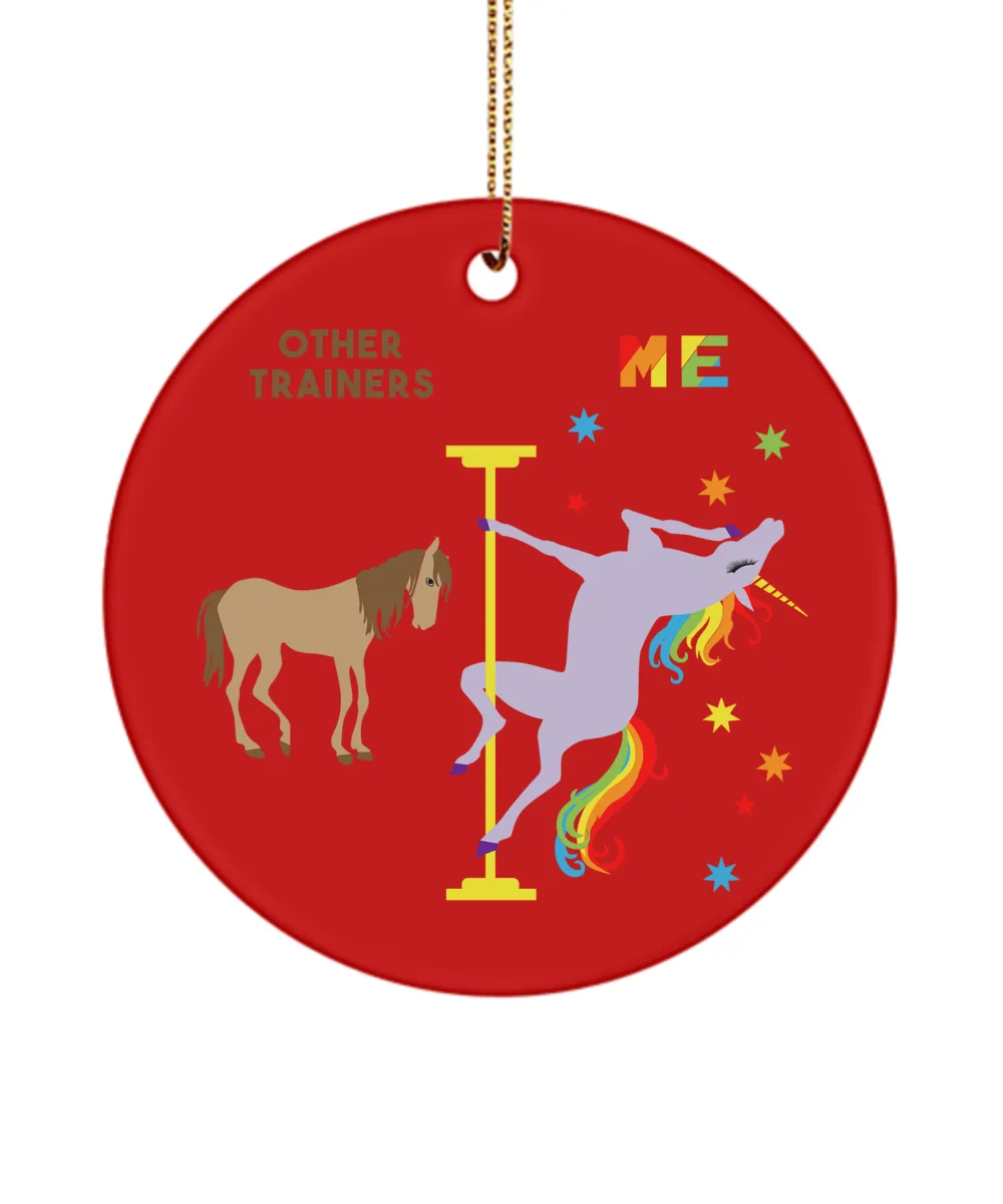 Trainer Rainbow Unicorn Present Ceramic Christmas Tree Ornament