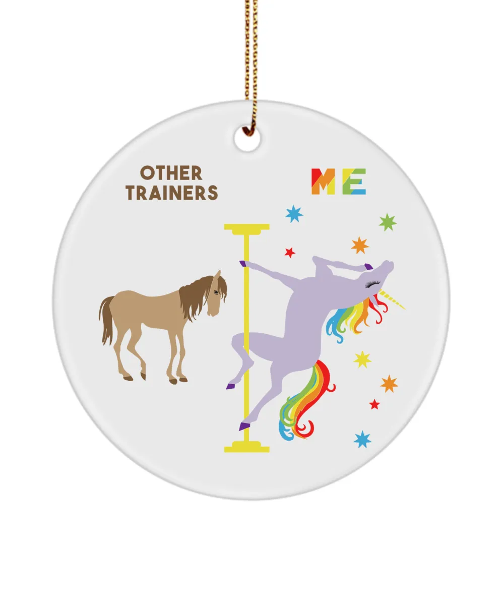 Trainer Rainbow Unicorn Present Ceramic Christmas Tree Ornament
