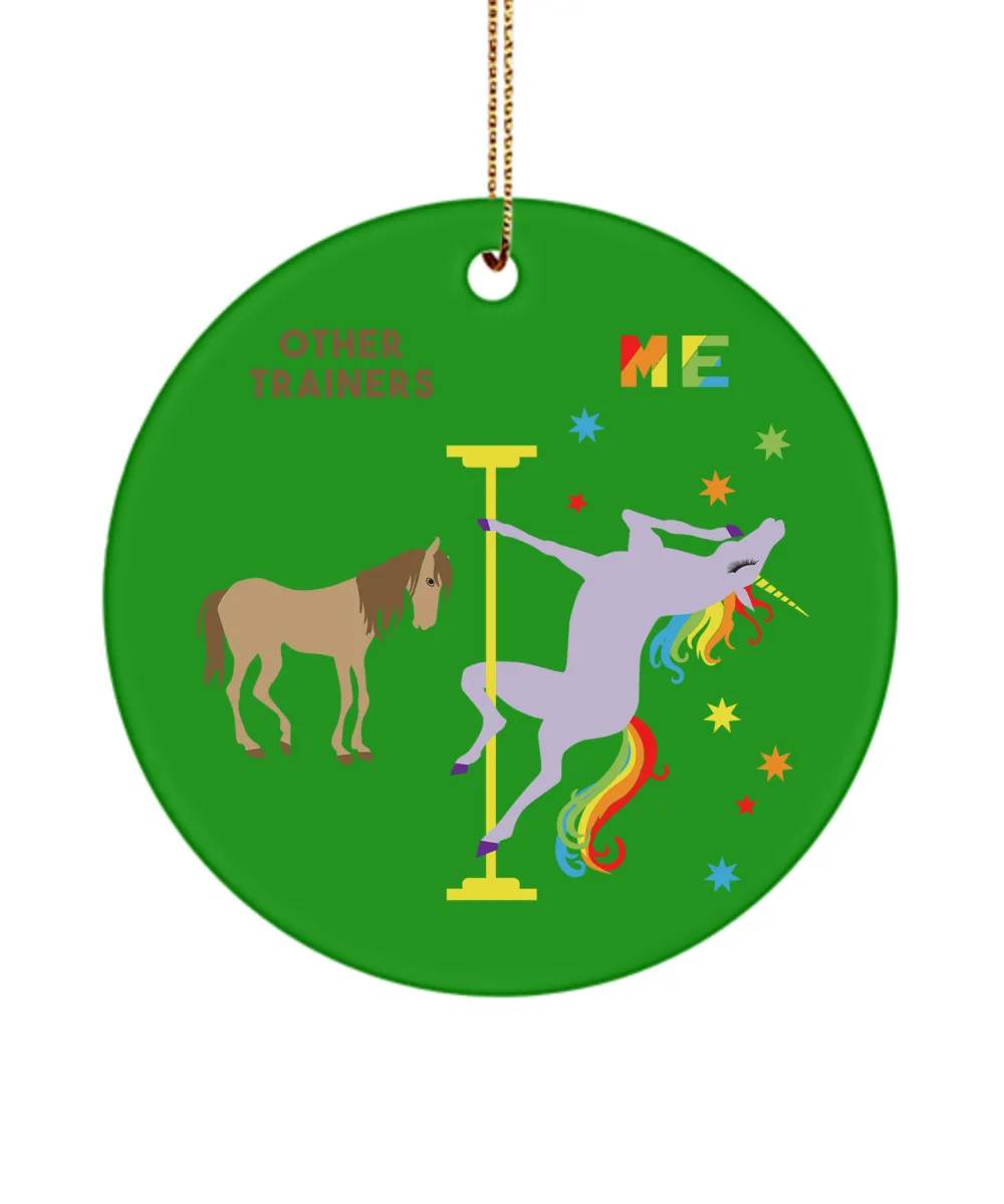 Trainer Rainbow Unicorn Present Ceramic Christmas Tree Ornament