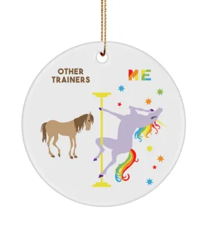 Trainer Rainbow Unicorn Present Ceramic Christmas Tree Ornament
