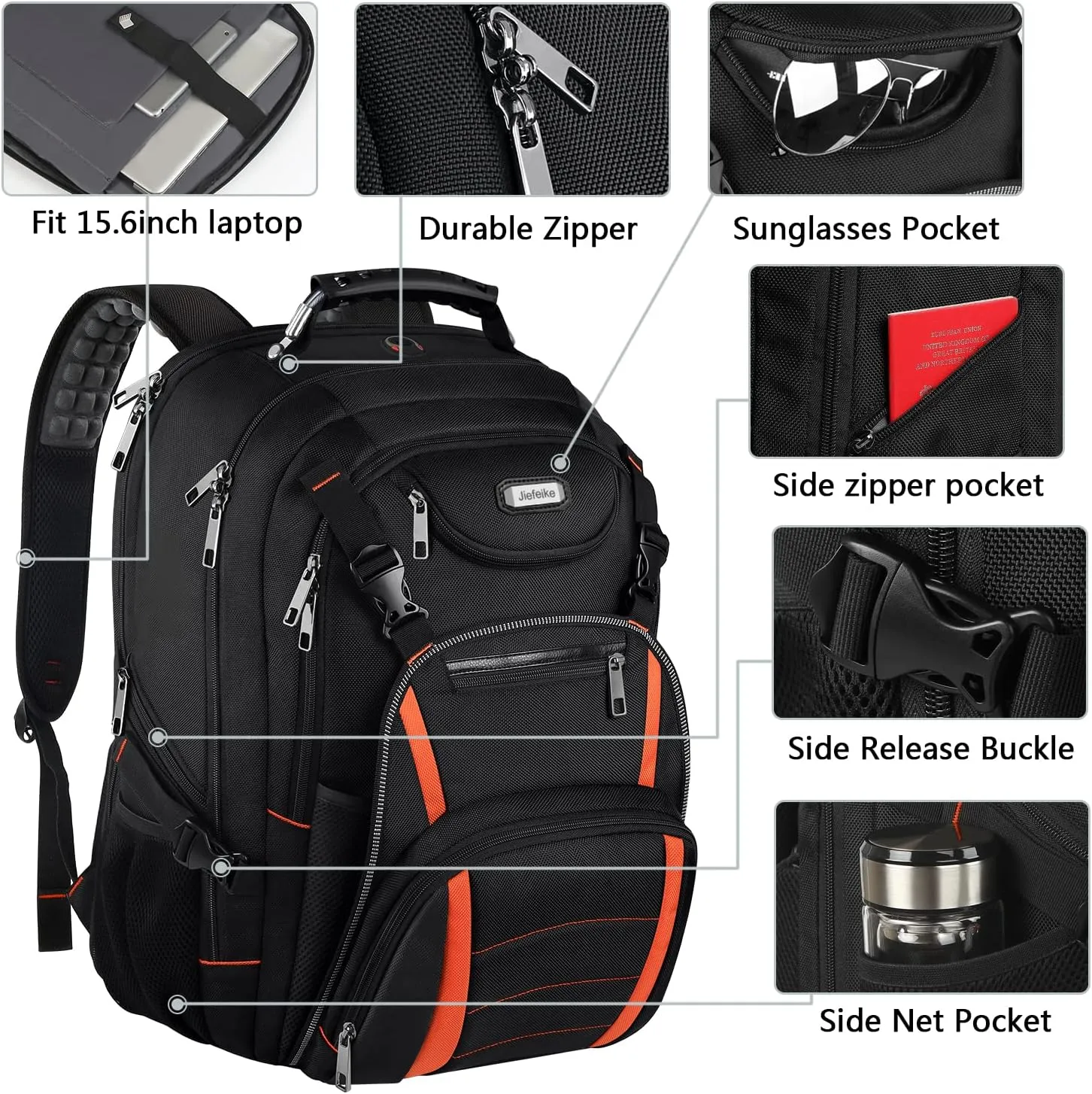Travel Laptop Backpack,Extra Large 18.4'' Laptop Backpack,RFID Anti Theft,Back Chest Strap,TSA Friendly Men,Women Backpack USB Charging Port,Water Resistant College School Computer Bookbag Rugby Bag