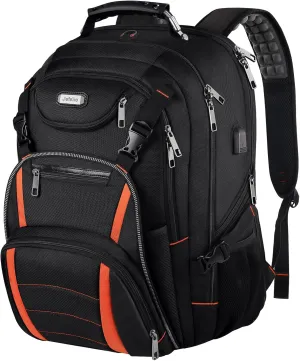 Travel Laptop Backpack,Extra Large 18.4'' Laptop Backpack,RFID Anti Theft,Back Chest Strap,TSA Friendly Men,Women Backpack USB Charging Port,Water Resistant College School Computer Bookbag Rugby Bag
