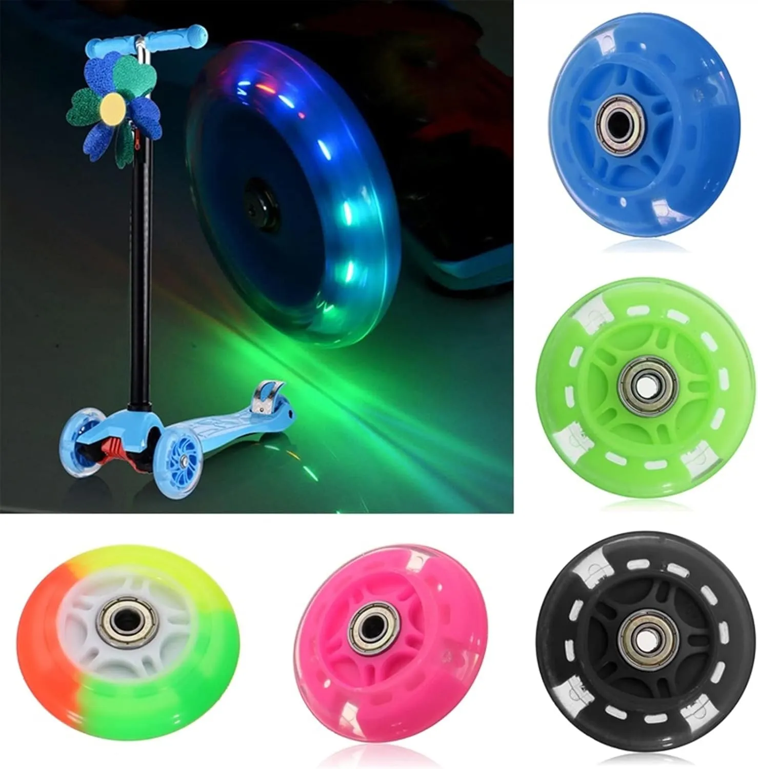 TRENDYBOY 80mm Flash Light Up Wheel for Mini Micro Scooter Multi-Color Car Toys Gifts