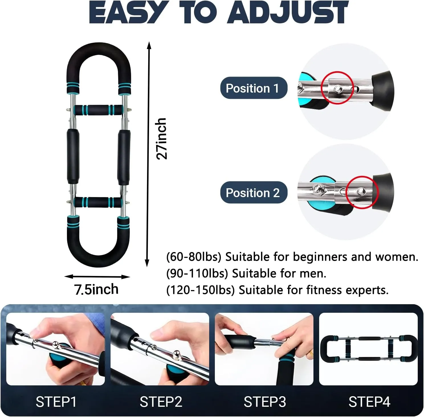 Twister Arm and Chest Muscle Trainer Equipment Adjustable Spring Workout Bar Fitness, Forearm Triceps Chest Enhanced Exercise Strengthener, Upper Body Strength Training Machine for Men