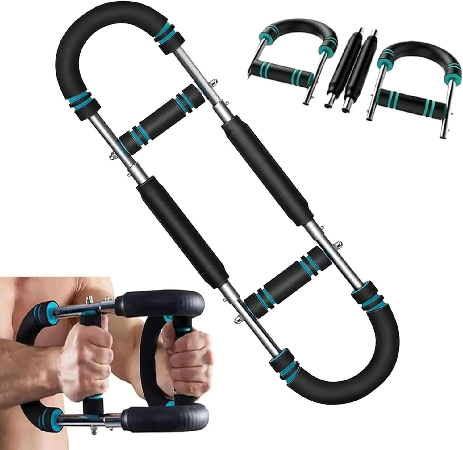 Twister Arm Trainer,Chest Workout Equipment,Chest Trainer For Men,With Ergonomic Design, Durable High-Strength Metal Spring, For Targeting Arms, Chest, Back, Legs, And Shoulders(Black & Blue)