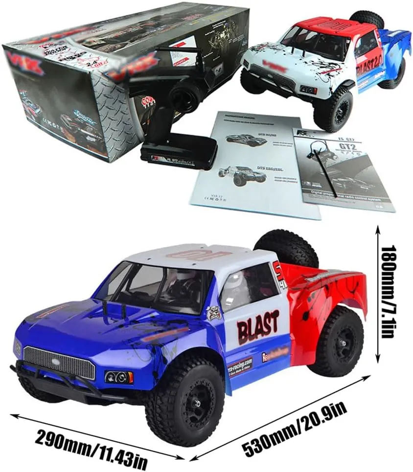 Two-Speed Nitro RC Car for Adult 1/10 20.9IN Gas-Engine Remote Control Truck 70KM/H 2.4G 18CXP Nitro Engine Short Course Rally Vehicle All Terrain Off Road Racing Car 80cc Fuel Tank (Gray)