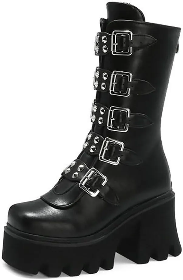 Ulalaza Women Mary Jane Dress Pumps Lolita Shoes Cute Platform Gothic Double Ankle Strap Round Toe Chunky Heel Uniform Pumps Shoes Perfect for School Party Business Work Dance Date Night Club