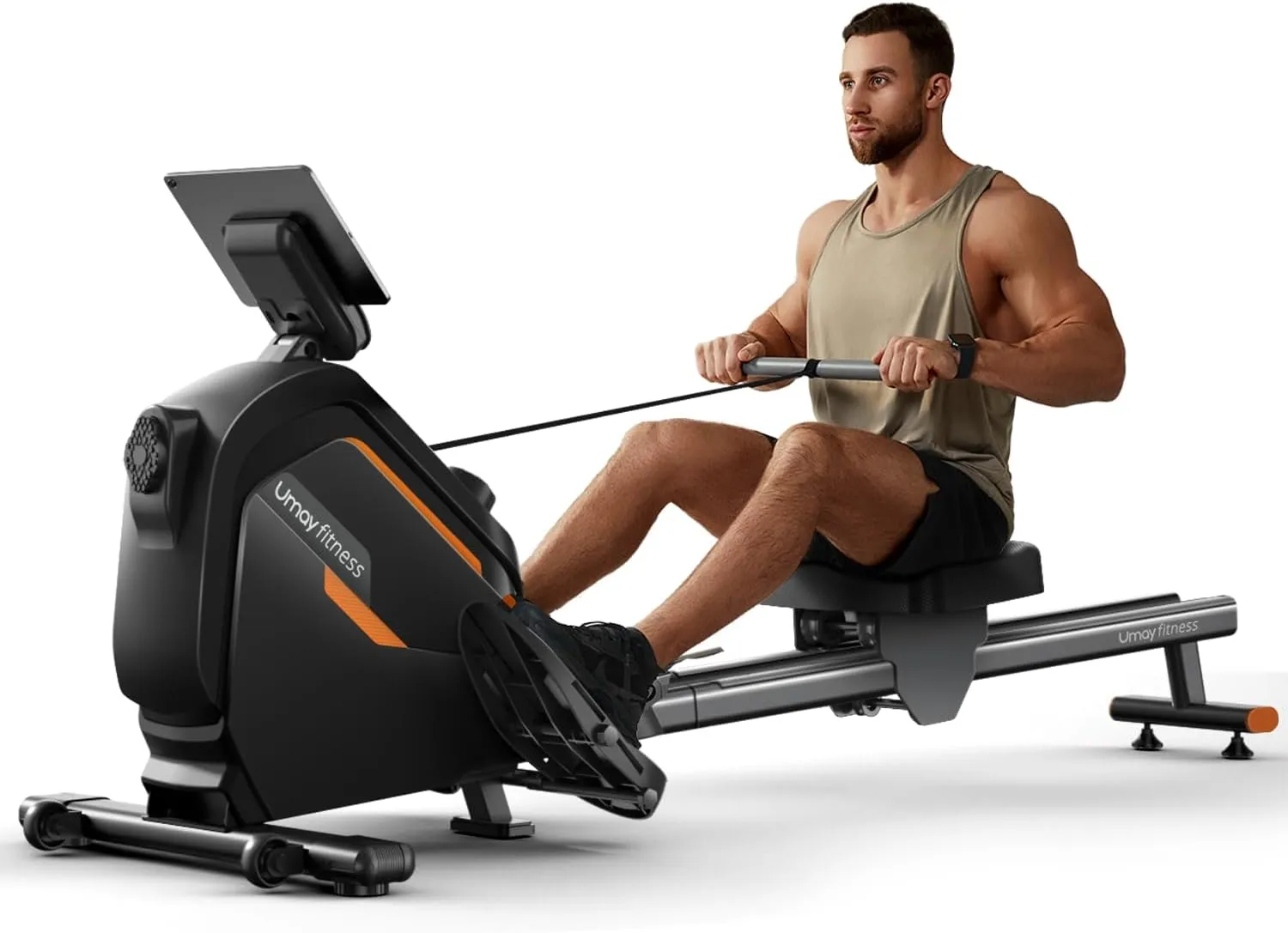 UMAY Rowing Machine, Magnetic Rower with Extended Slide Rail, Aluminum Flywheel, Ultra-Quiet Rowing Machines for Home, 16-Level Adjustable Resistance Suitable for All Family Members