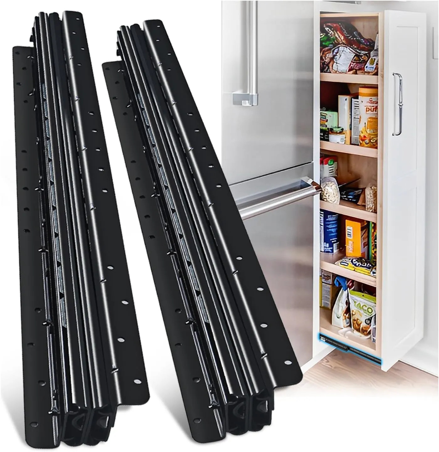 Undermount Heavy Duty Drawer Slides Rail Bottom Mounted Full Extension Hidden Drawer Runners Ball Bearing Glides Staircase Cupboard Cabinet Wardrobe 16 24 32 40 Inch (loads up to 260 lbs)1 Pair