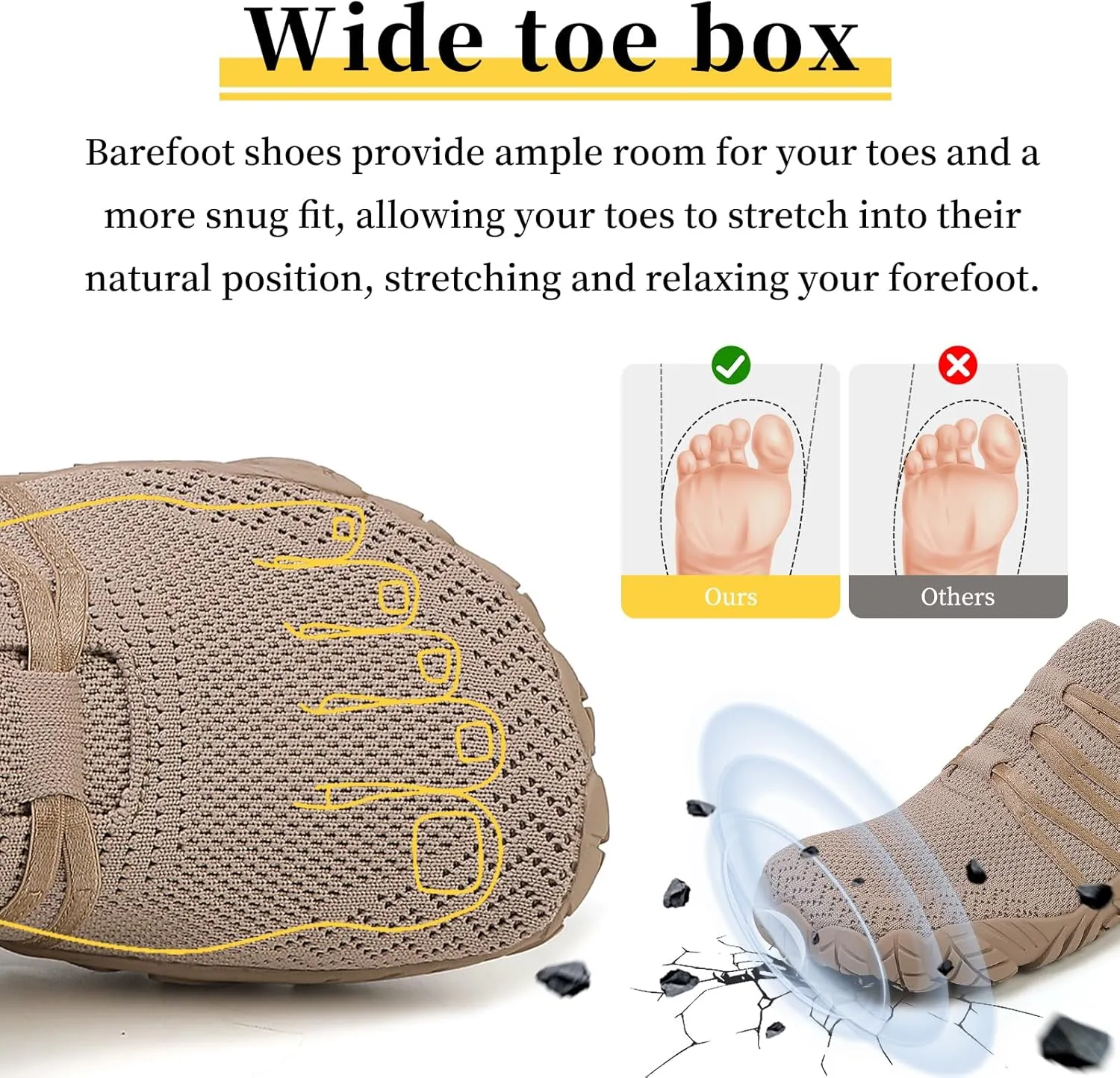 Unisex Barefoot Shoes for Men and Women with Wide Toe Box Zero Drop Design Minimalist Hike Footwear Water Shoes Five Finger Cross-Trainer Ideal for Walking Hiking and Grounding Activities