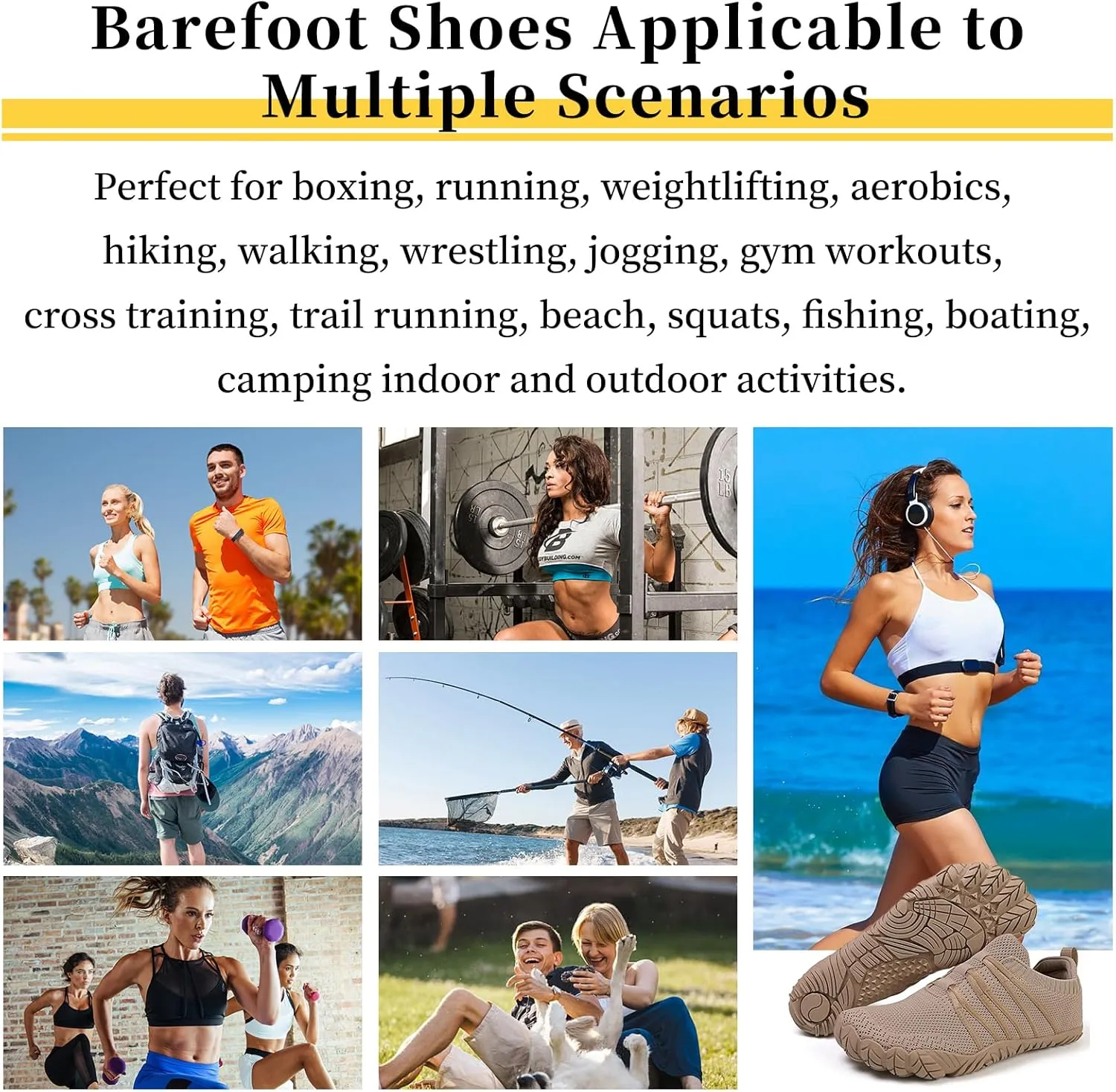 Unisex Barefoot Shoes for Men and Women with Wide Toe Box Zero Drop Design Minimalist Hike Footwear Water Shoes Five Finger Cross-Trainer Ideal for Walking Hiking and Grounding Activities