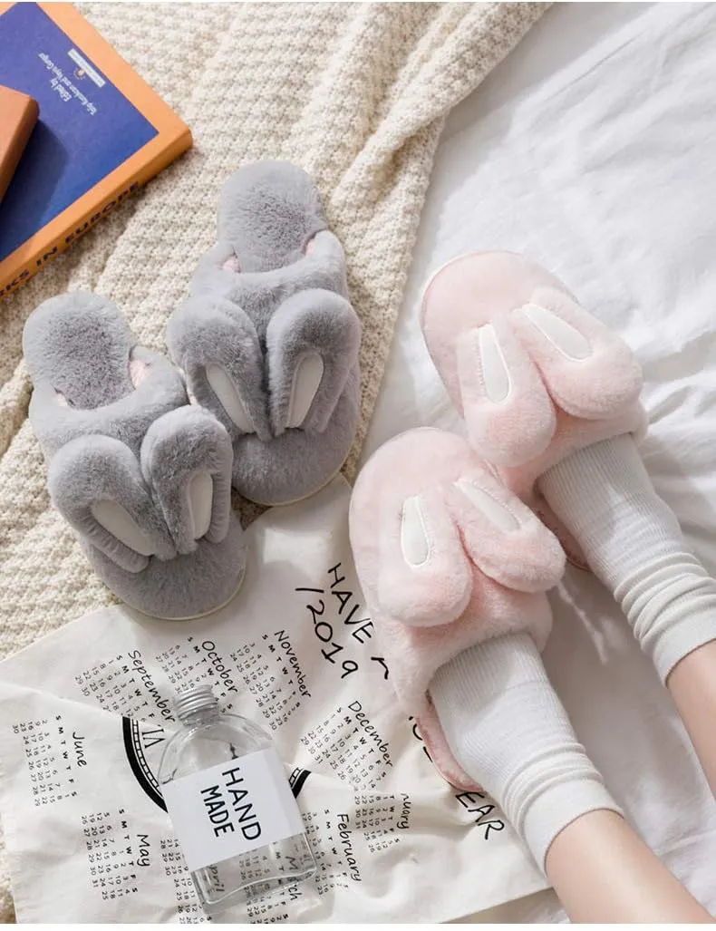 Unisex Cute Animal Winter Warm Thermal Soft Plush Slip-on Shoes Memory Foam Non-Slip Fuzzy Fluffy Home Indoor Bedroom Slippers