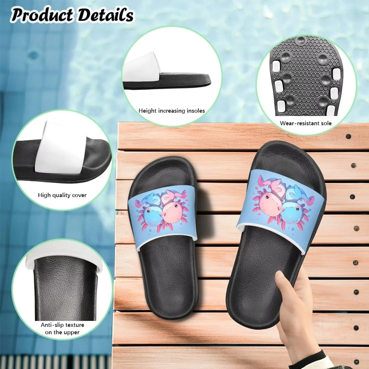 Unisex Slides for Kids Girls Boys Sandals Thick Sole Non Slip Shower Shoes Comfortable House Slippers Fashion Gifts