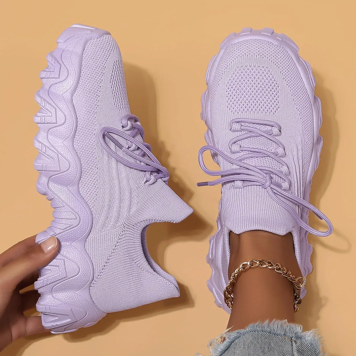 UOQAPRE Running Shoes Lightweight Sports Tennis Shoes Breathable Mesh Walking Sneakers Sock Casual Ladies Fashion Sneakers