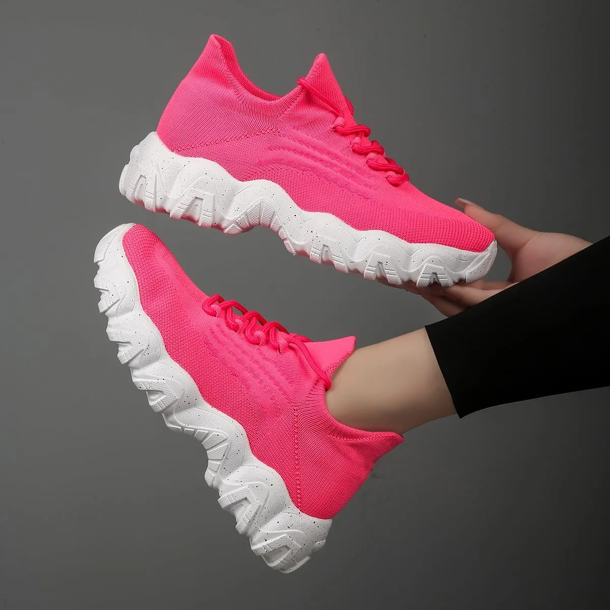 UOQAPRE Running Shoes Lightweight Sports Tennis Shoes Breathable Mesh Walking Sneakers Sock Casual Ladies Fashion Sneakers