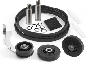 Upgraded Dryer Rebuild Kit Compitable with Speed Queen 1992 & Newer SM, Include RB170002 Dryer Roller Kit & D516792 Dryer ldler Pulley & D511255P Dryer Cylinder Belt & RB170003 Dryer Drum Glide Kit