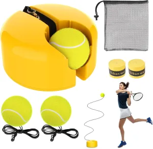 Upgraded Telescopic Tennis Trainer Rebounder Set,Solo Tennis Training Practice Equipment with 3 String Balls, Portable Tennis Trainer Rebound Ball Kit for Beginners Adults Kids Sport Exercise