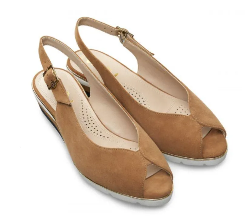 Van Dal Dial Slingback Wedge Sandal - Brown Suede