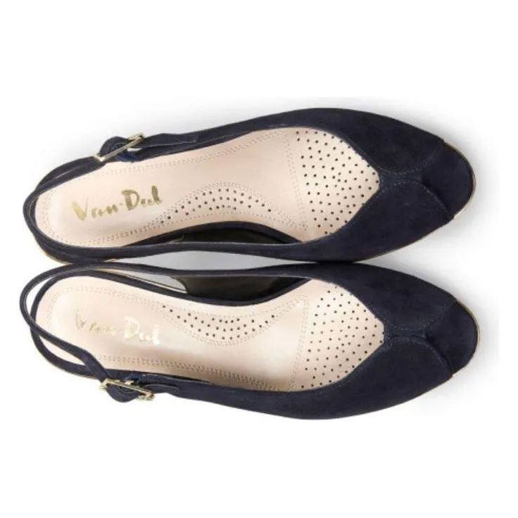 Van Dal Dial Slingback Wedge Sandal - Midnight Suede