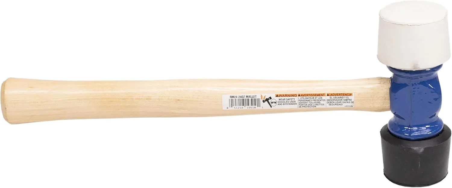 VAUGHAN 24 oz Soft Face Rubber Mallet, Made In The USA, White And Black, RM24, VN19510