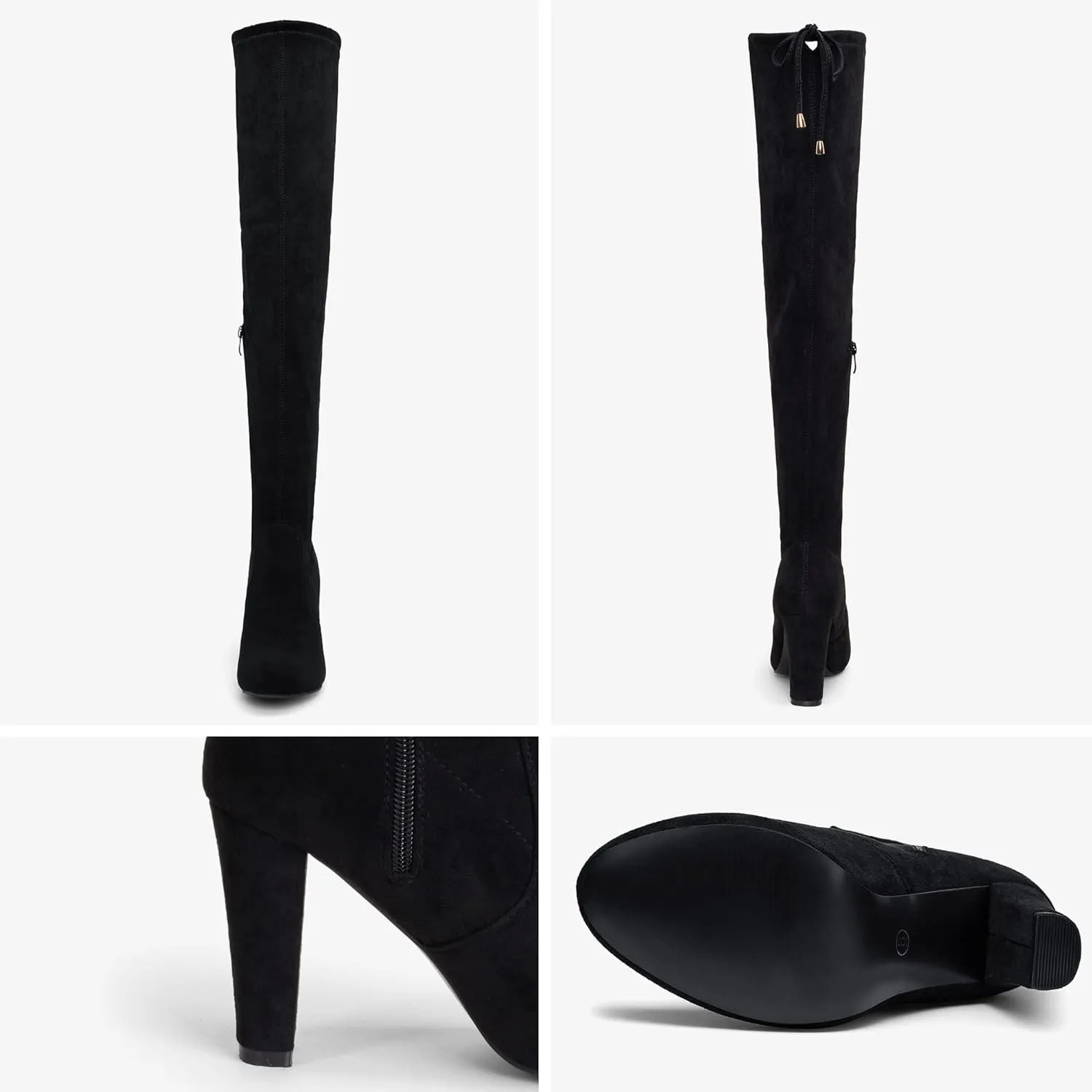 Vepose Women’s Thigh High Over The Knee Boots Suede Fashion Long 3.5 Inch Heel Boots with Zipper