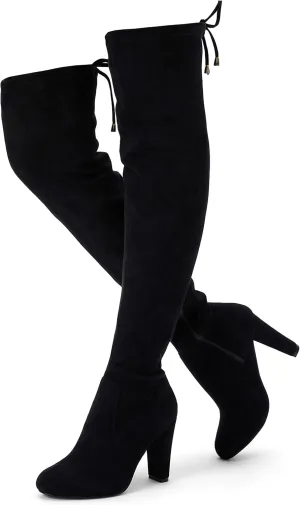 Vepose Women’s Thigh High Over The Knee Boots Suede Fashion Long 3.5 Inch Heel Boots with Zipper