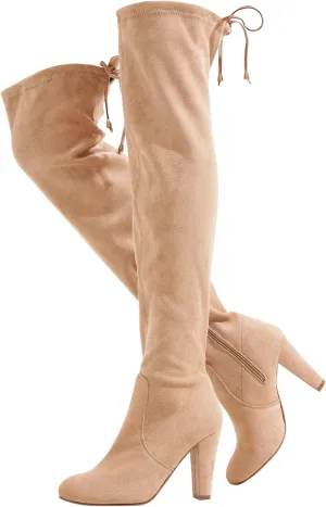 Vepose Women’s Thigh High Over The Knee Boots Suede Fashion Long 3.5 Inch Heel Boots with Zipper