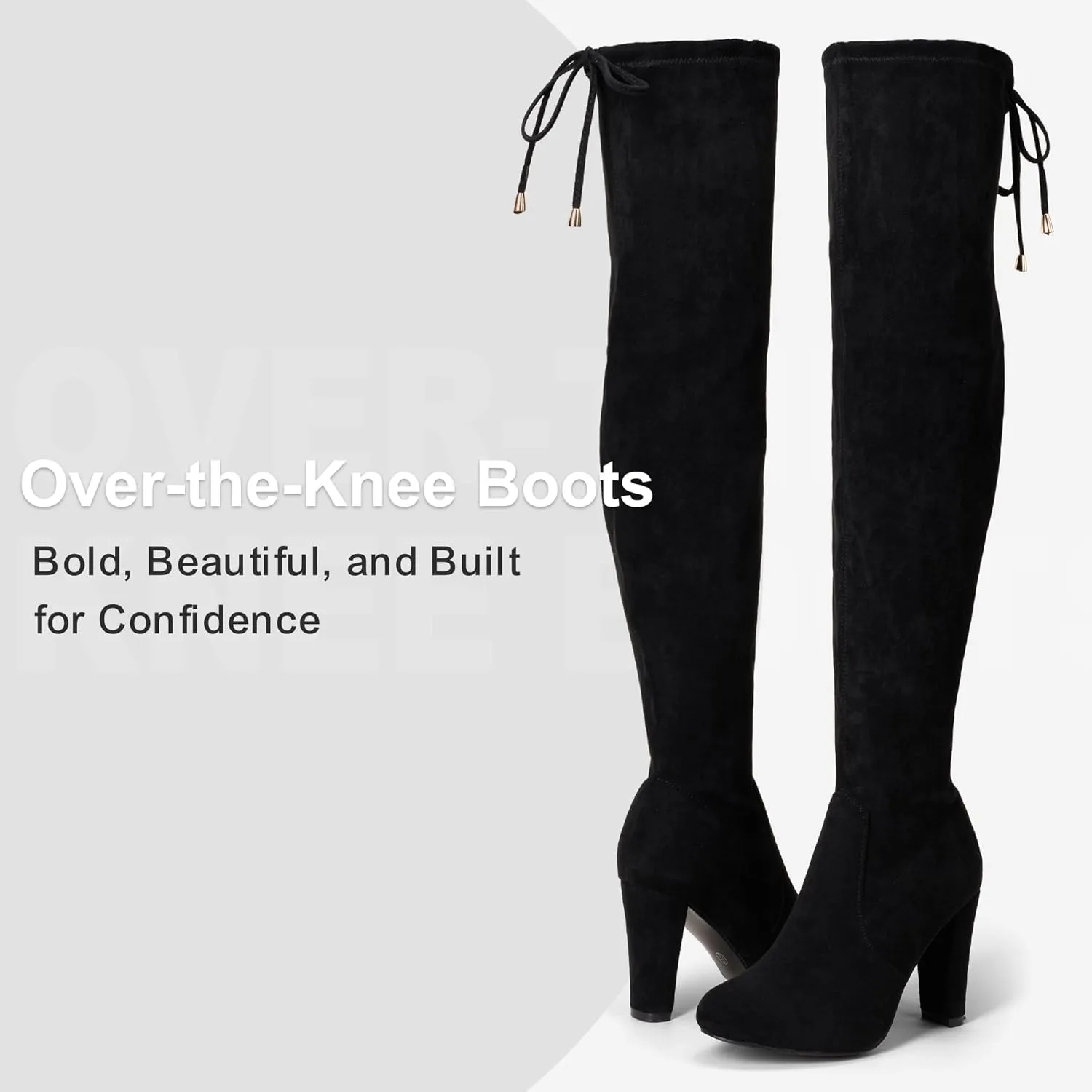 Vepose Women’s Thigh High Over The Knee Boots Suede Fashion Long 3.5 Inch Heel Boots with Zipper