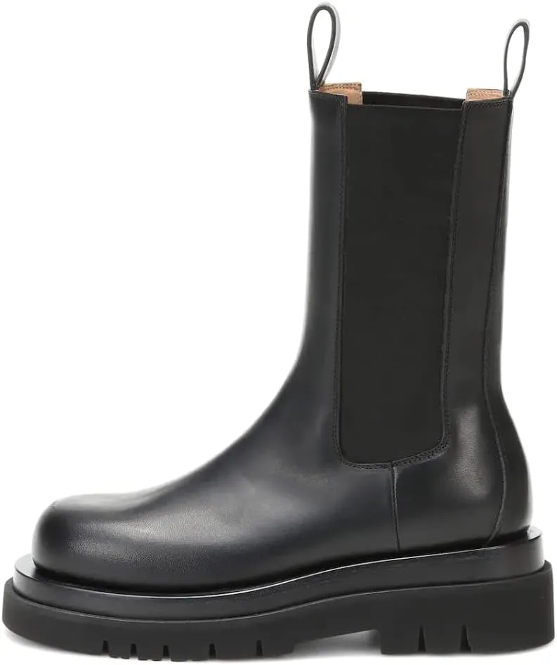 Vertundy Women's Chelsea Ankle Boots Slip On Mid Calf Chunky Platform Comfortable Pull-on Booties