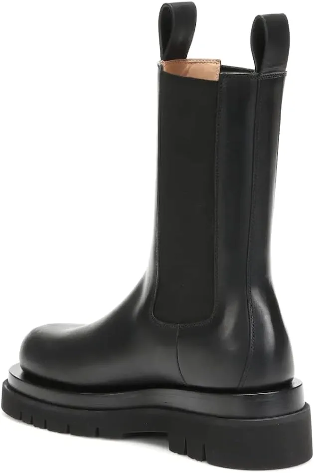 Vertundy Women's Chelsea Ankle Boots Slip On Mid Calf Chunky Platform Comfortable Pull-on Booties