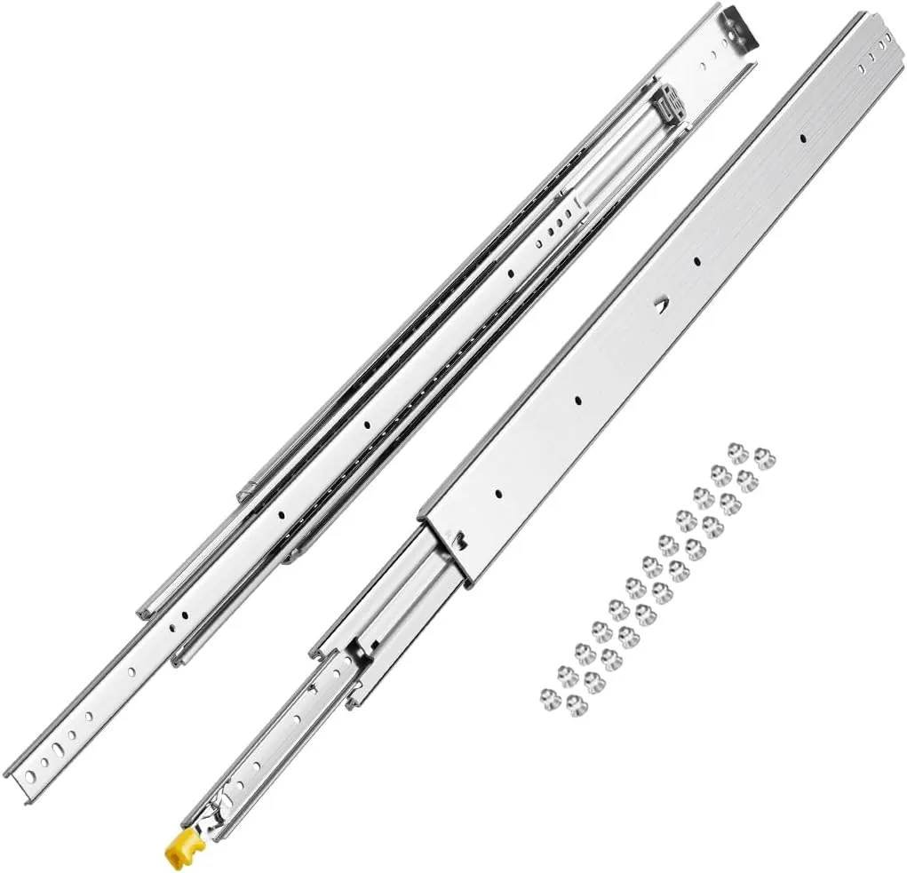 VEVOR Heavy Duty Drawer Slides, 1 Pair 40inch Locking Drawer Slides, 500lbs Load Capacity, Side Mount Ball Bearing Drawer Glides, Full Extension Industrial Locking Rail