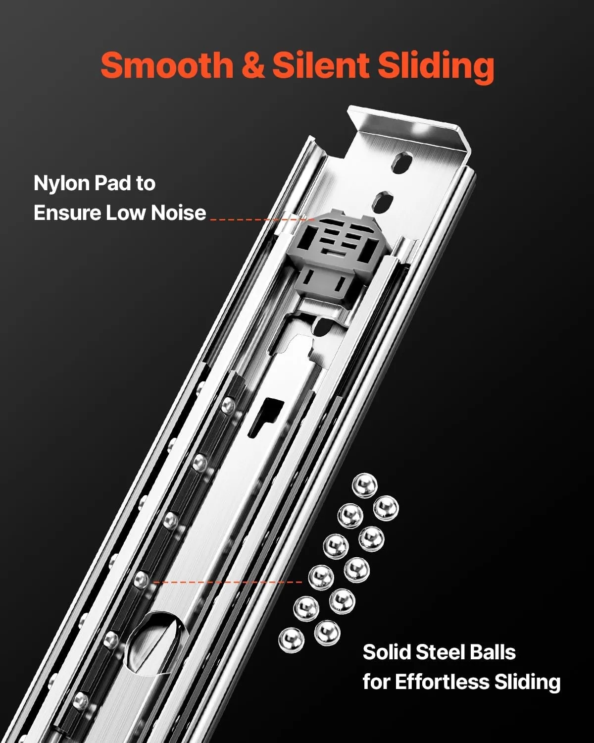 VEVOR Heavy Duty Drawer Slides, 1 Pair 40inch Locking Drawer Slides, 500lbs Load Capacity, Side Mount Ball Bearing Drawer Glides, Full Extension Industrial Locking Rail