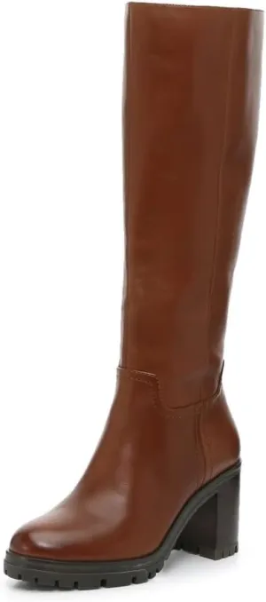Vince Camuto Dasemma Caramel Leather Wide Calf Over The Knee Block Heel Boot