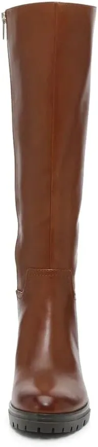 Vince Camuto Dasemma Caramel Leather Wide Calf Over The Knee Block Heel Boot